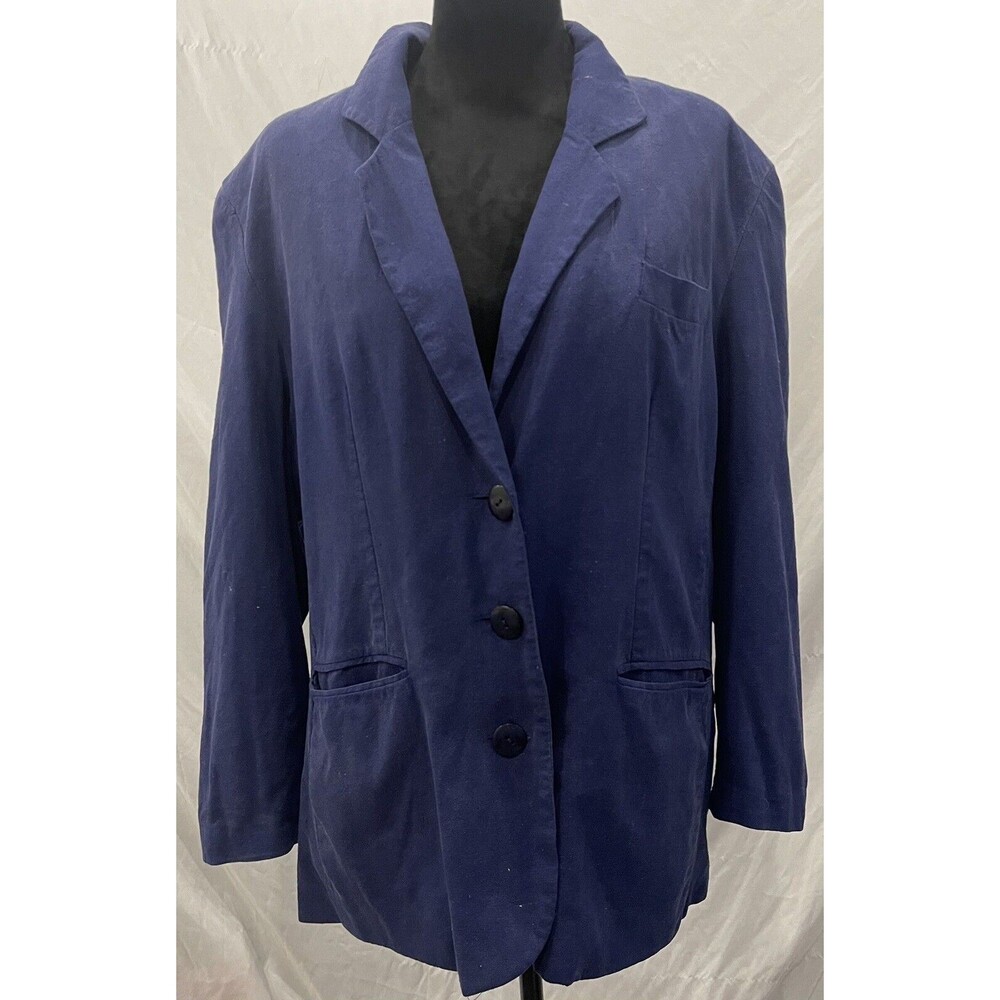 Baccini 100% Silk Women’s Blazer Jacket Vintage Blue Large